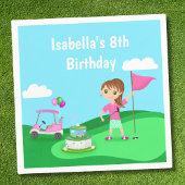 パルティーチビ（小さくかわいく書いた感じ）ガール誕生日ゴルフパーティー スタンダードカクテルナプキン