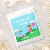 パルティーチビ(小さくかわいく書いた感じ)ガール誕生日ゴルフパーティー フェイバーバッグ (クリップ留めされた状態)