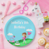 パルティーチビ(小さくかわいく書いた感じ)ガール誕生日ゴルフパーティー ペーパープレート (パーティー)