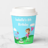 パルティーチビ（小さくかわいく書いた感じ）ガール誕生日ゴルフパーティー 紙コップ (正面)