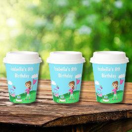 パルティーチビ（小さくかわいく書いた感じ）ガール誕生日ゴルフパーティー 紙コップ