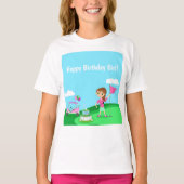 パルティーチビ（小さくかわいく書いた感じ）ガール誕生日ゴルフパーティー Tシャツ (正面)