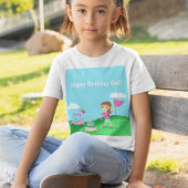 パルティーチビ（小さくかわいく書いた感じ）ガール誕生日ゴルフパーティー Tシャツ