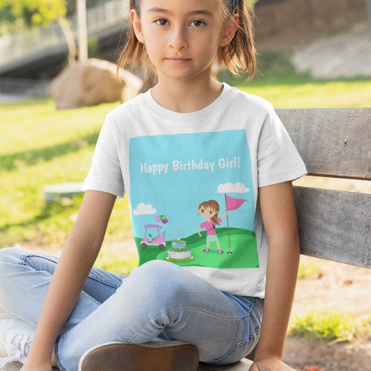 パルティーチビ（小さくかわいく書いた感じ）ガール誕生日ゴルフパーティー Tシャツ