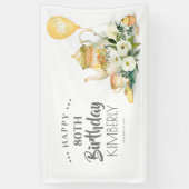 パルティーフローラティーポットハッピーバースデー 横断幕 (縦)