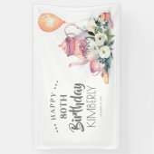 パルティーフローラティーポットハッピーバースデー 横断幕 (縦)