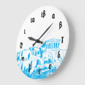 パルテノンのタイムのギリシャの数字及びアクロポリス ラージ壁時計 (傾斜)