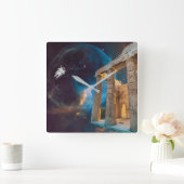 パルテノンアクロポリスギリシャと宇宙 スクエア壁時計 (ホーム)