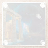 パルテノンアクロポリスギリシャミーツ宇宙 ガラスコースター (裏面)