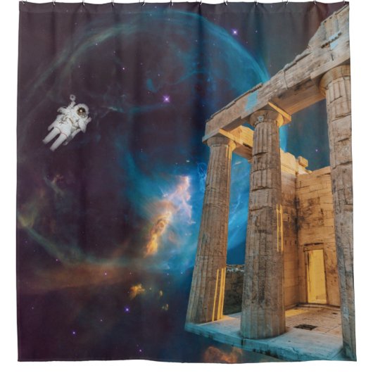 パルテノンアクロポリスギリシャミーツ宇宙 シャワーカーテン (正面)
