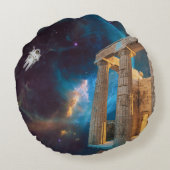 パルテノンアクロポリスギリシャミーツ宇宙 ラウンドクッション (裏面)