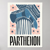 パルテノンアテネギリシャ抽象芸術旅行フローラアート ポスター (正面)