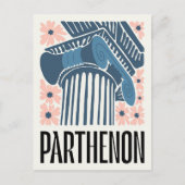 パルテノンアテネギリシャ抽象芸術旅行フローラアート ポストカード (正面)