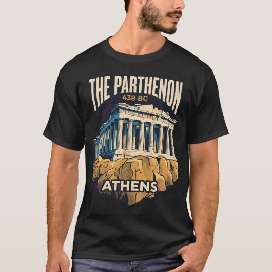 パルテノン神殿 アテネ ギリシャ ビンテージ旅行ポスター Tシャツ (正面)
