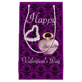 パルフム&パールバレンタインデー濃紫ダマスク スモールペーパーバッグ (正面)