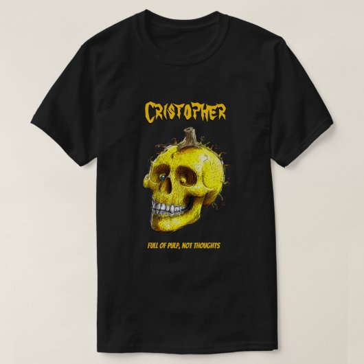 パルプのフル思考ではない黄色のカボチャスカル Tシャツ (デザイン正面)