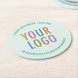 パルプボード紙コースター会社ロゴライトグリーン ラウンドペーパーコースター