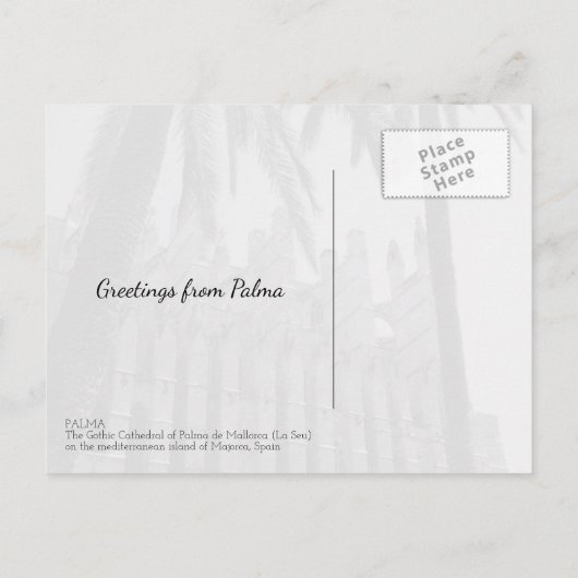 パルマゴシック様式の大聖堂マヨルカスペイン旅行 ポストカード (裏面)