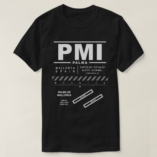 パルマデマヨルカ空港PMI Tシャツ (デザイン正面)