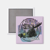 パルマーアラスカ素朴なムース磁石 マグネット (正面/裏面)