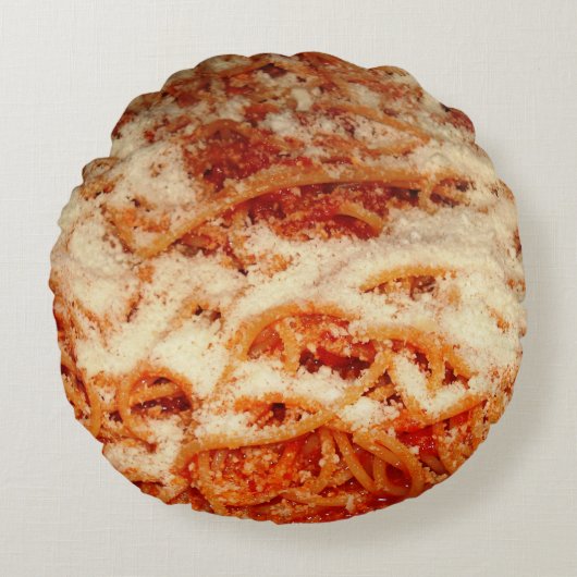 パルメザンチーズの装飾用クッションが付いているスパゲッティ ラウンドクッション (正面)