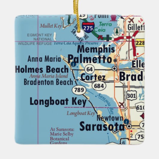 パルメット・フロリダの地図 セラミックオーナメント (正面)