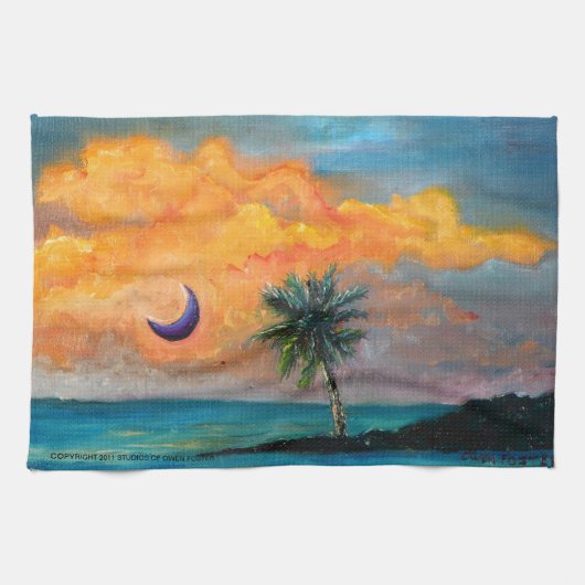 パルメット、月 キッチンタオル (横)