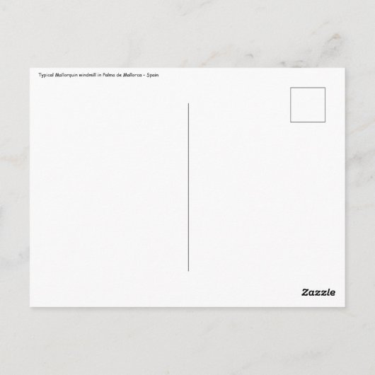 パル伝統的マ・デ・マヨルカの風車 – スペイン ポストカード (裏面)