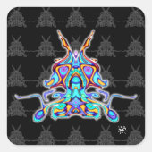 パレカラフルイドリア – 宇宙オウムv2.1 スクエアシール (正面)