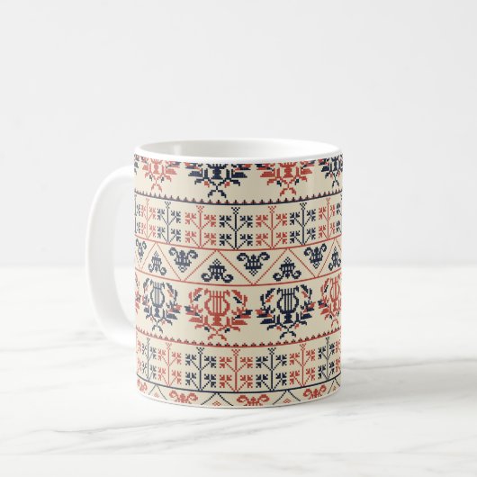 パレスチナとのシームレスなデザインパ伝統的ターン コーヒーマグカップ (正面左)