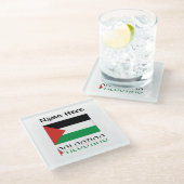 パレスチナとパレスチナ国旗（お名前） ガラスコースター (アングル)