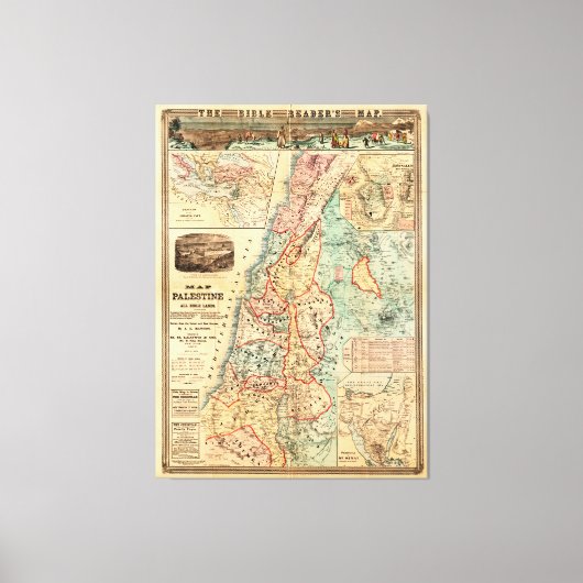 パレスチナと全バイブル国の地図 キャンバスプリント (正面)