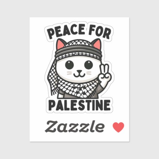 パレスチナに平和 かわいい猫 平和の印 シール (シート)