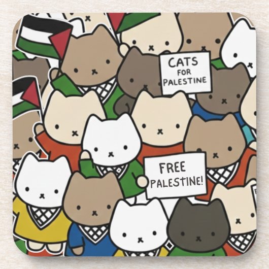 パレスチナのための猫たち - 正義のためのかわいい猫 コースター (正面)
