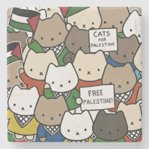 パレスチナのための猫たち - 正義のためのかわいい猫 ストーンコースター