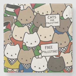 パレスチナのための猫たち - 正義のためのかわいい猫 ストーンコースター