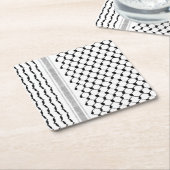 パレスチナのアラビアクフィヤカスタマイズパターン  スクエアペーパーコースター (アングル)