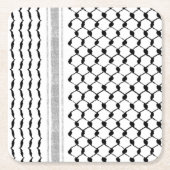 パレスチナのアラビアクフィヤカスタマイズパターン スクエアペーパーコースター (正面)