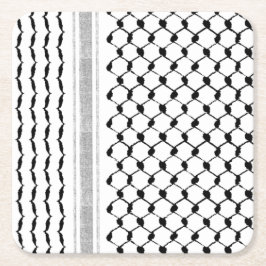 パレスチナのアラビアクフィヤカスタマイズパターン スクエアペーパーコースター