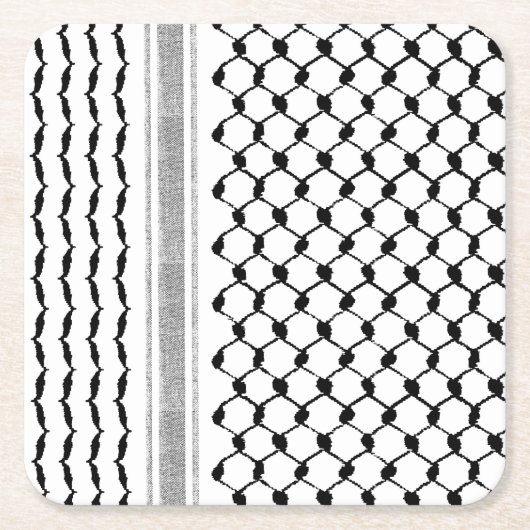 パレスチナのアラビアクフィヤカスタマイズパターン  スクエアペーパーコースター (正面)