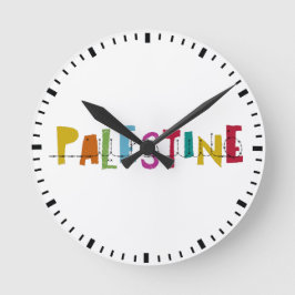 パレスチナのアラビア語の名前カラフルトートバッグウォッチ ラウンド壁時計