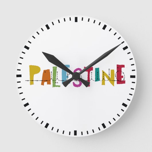 パレスチナのアラビア語の名前カラフルトートバッグウォッチ ラウンド壁時計 (正面)