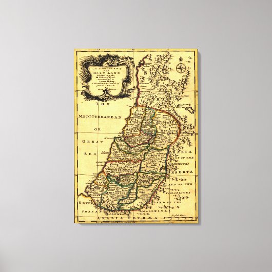 パレスチナのイスラエルの部族パノラママップ キャンバスプリント (正面)