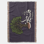パレスチナのオリーブの木とパレスチナのアラビア語の単語 スローブランケット (正面縦)