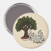 パレスチナのオリーブの木とパレスチナのアラビア語の単語 マグネット (正面/裏面)