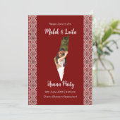 パレスチナのカスタム写真マップ 赤いヘンナのサイン 招待状 (スタンド正面)