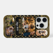 パレスチナのクフィーヤ柄のカスタムフォトパパTシャツ 4枚の写真入り iPhoneケース (裏面横)