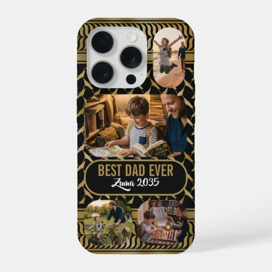 パレスチナのクフィーヤ柄のカスタムフォトパパTシャツ 4枚の写真入り iPhoneケース (裏面)