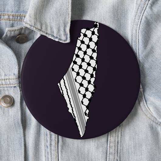 パレスチナのケフィエ、パレスチナの無料地図 缶バッジ (インサイチュ)