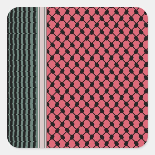 パレスチナのスイカハッタケフィエクフィヤフォーク スクエアシール (正面)